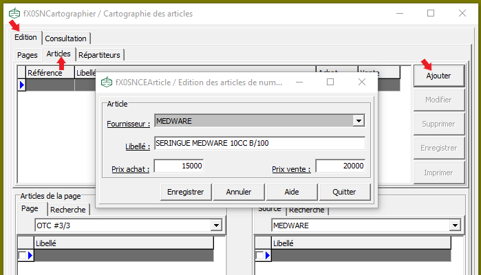 Les six onglets du module de cartographie